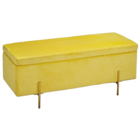 Lola Mustard Velvet Ottoman Bench - thumbnail 1