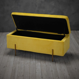 Lola Mustard Velvet Ottoman Bench - thumbnail 3