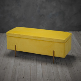 Lola Mustard Velvet Ottoman Bench - thumbnail 2