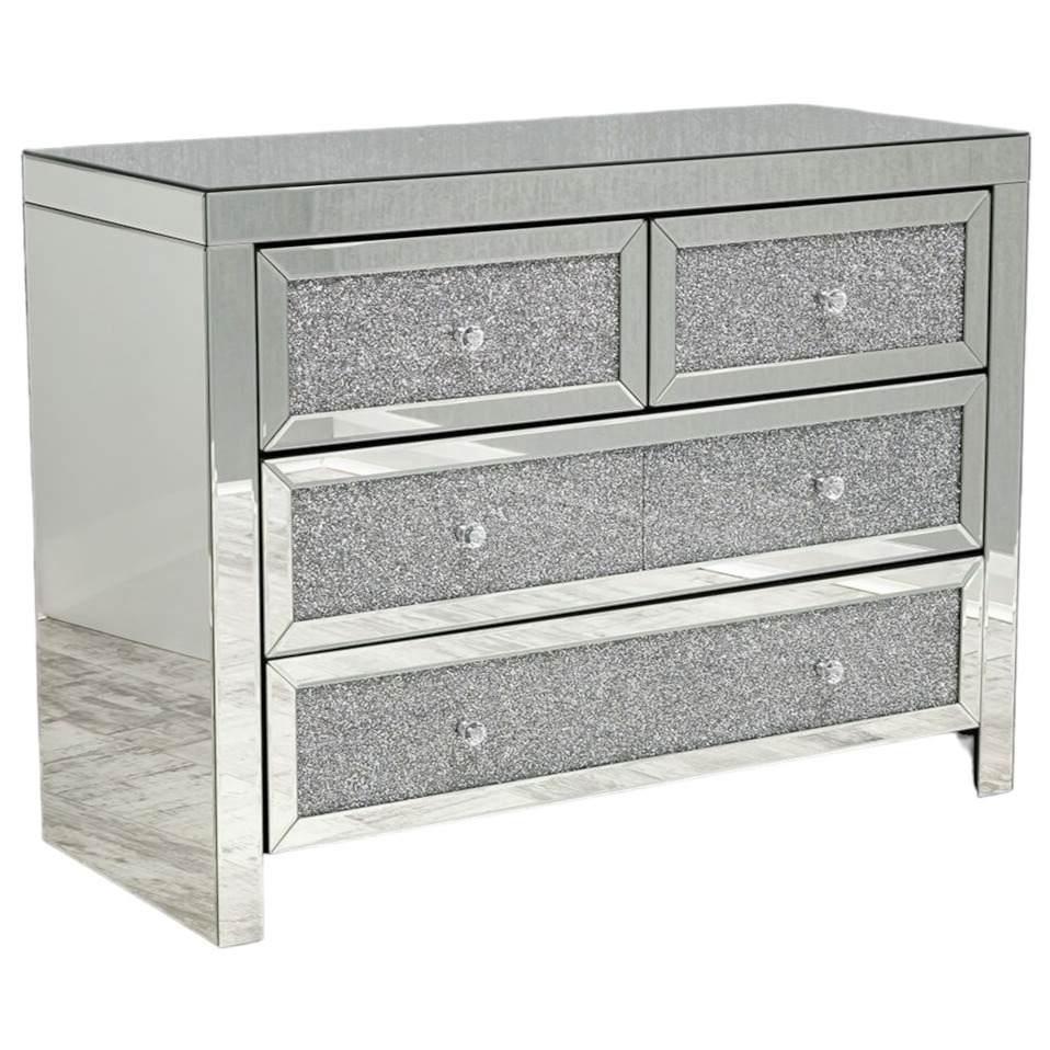 Arcadia Crushed Diamond Mirrored 2+2 Drawer Chest