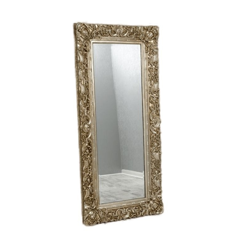 Boudoir French Ornate Silver Rectangular Mirror - image 1
