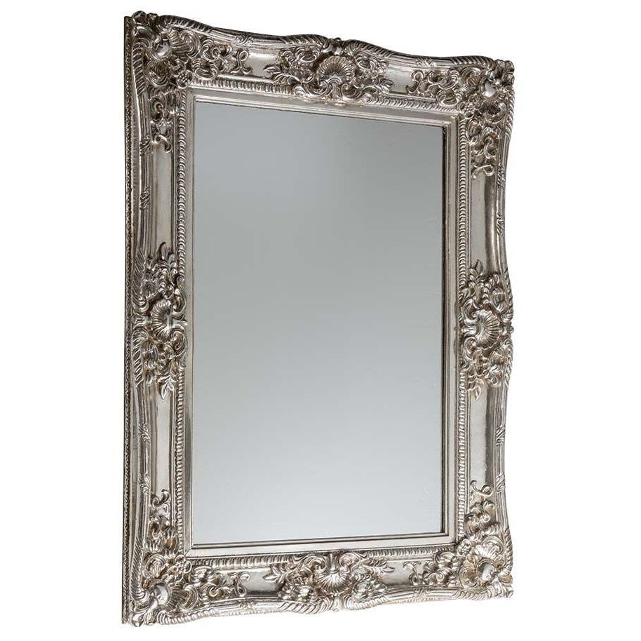 Boudoir French Ornate Silver Square Mirror