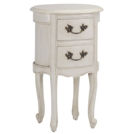 Corley French Style Ivory Oval Bedside Table