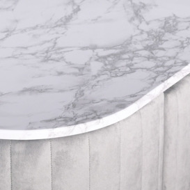 Velvet Upholstered Dressing Table with Marble Effect Top - thumbnail 3