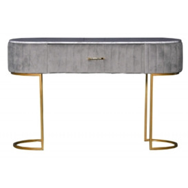 Velvet Upholstered Dressing Table with Marble Effect Top