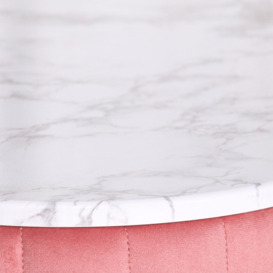 Pink Velvet Upholstered Dressing Table with Marble Effect Top - thumbnail 3