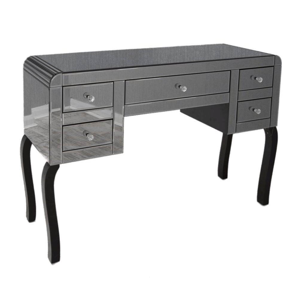 Acme Black Smoked Mirrored Dressing Table with Curved Edges - image 1