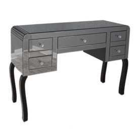 Acme Black Smoked Mirrored Dressing Table with Curved Edges