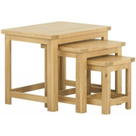 Portland Nest of 3 Tables - Comes in Oak, Stone Painted & Ivory White Painted - thumbnail 1