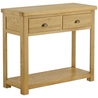Portland 2 Drawer Console Table - Comes in Oak, Stone Painted & Ivory White Painted - image 1