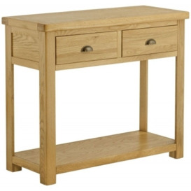Portland 2 Drawer Console Table - Comes in Oak, Stone Painted & Ivory White Painted - thumbnail 1