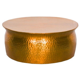 Gold Aluminium Hammered Round Coffee Table - thumbnail 1