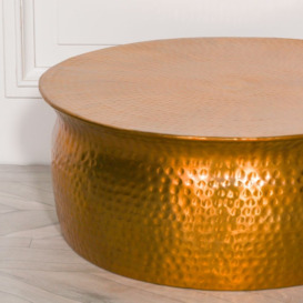 Gold Aluminium Hammered Round Coffee Table - thumbnail 3