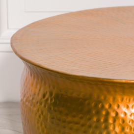 Gold Aluminium Hammered Round Coffee Table - thumbnail 2