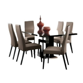 Alf Italia Mont Noir Black High Gloss Extending Dining Table and Chairs