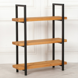 Rustic Wooden Industrial Bookcase - thumbnail 2