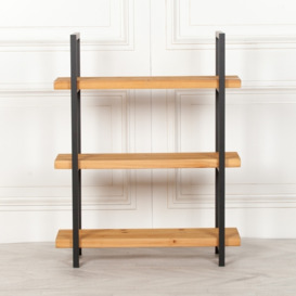 Rustic Wooden Industrial Bookcase - thumbnail 3