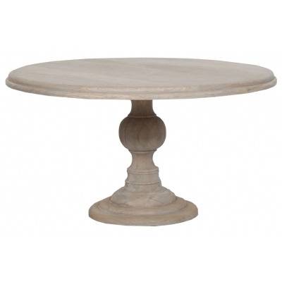 Rustic White Cedar 4 Seater Round Pedestal Dining Table - 147cm - image 1
