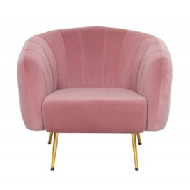 Pink Velvet Tub Chair - thumbnail 1