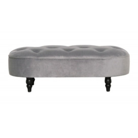 French Style Grey Velvet Bench - thumbnail 1