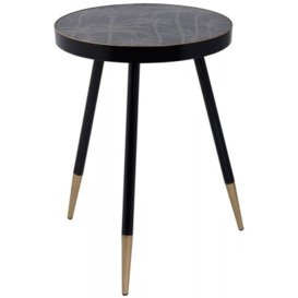 Mindy Brownes Palm Tree Black Round Side Table - thumbnail 1