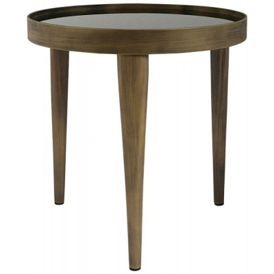 Mindy Brownes Reese Black Smoked Glass and Antique Bronze Small Round Coffee Table - image 1