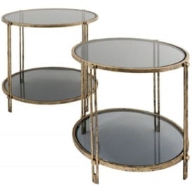 Mindy Brownes Rhianna Antique Gold Round Side Table (Set of 2)