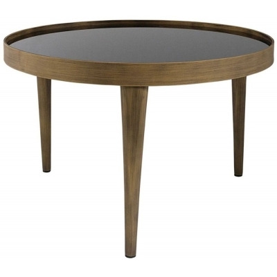 Mindy Brownes Reese Black Smoked Glass and Antique Bronze Round Coffee Table - image 1