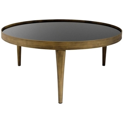 Mindy Brownes Reese Black Smoked Glass and Antique Bronze Large Round Coffee Table - image 1