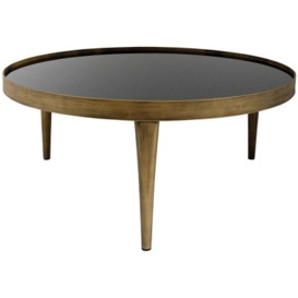 Mindy Brownes Reese Black Smoked Glass and Antique Bronze Large Round Coffee Table