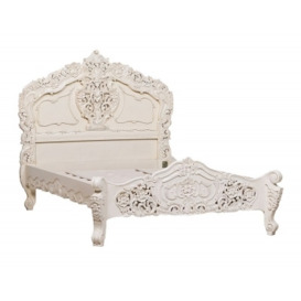 French Style Horatio White Carved Bed - thumbnail 1