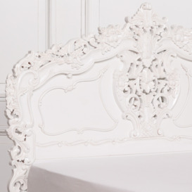French Style Horatio White Carved Bed - thumbnail 3