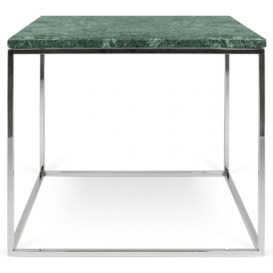 Temahome Gleam Green Guatemala Marble and Chrome Side Table
