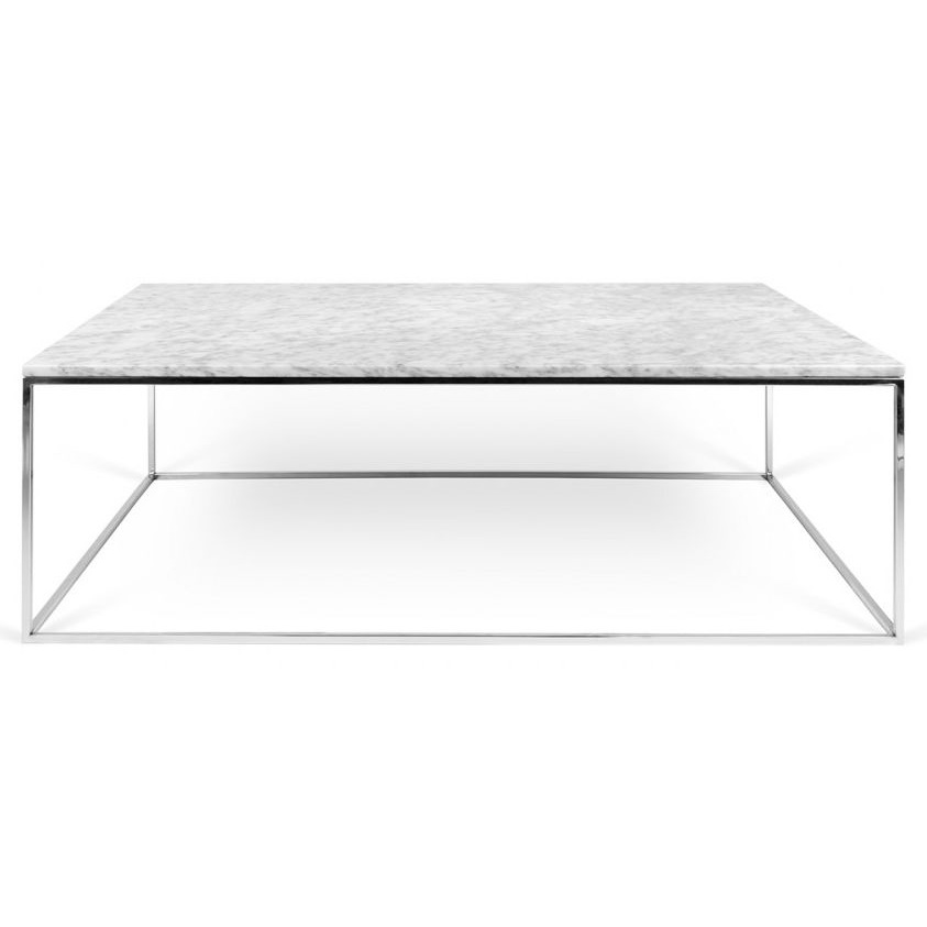 Temahome Gleam White Carrara Marble and Chrome Coffee Table - image 1