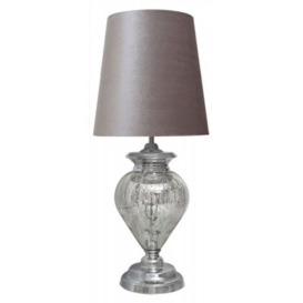 Chrome Glass Large Table Lamp with Grey Shade