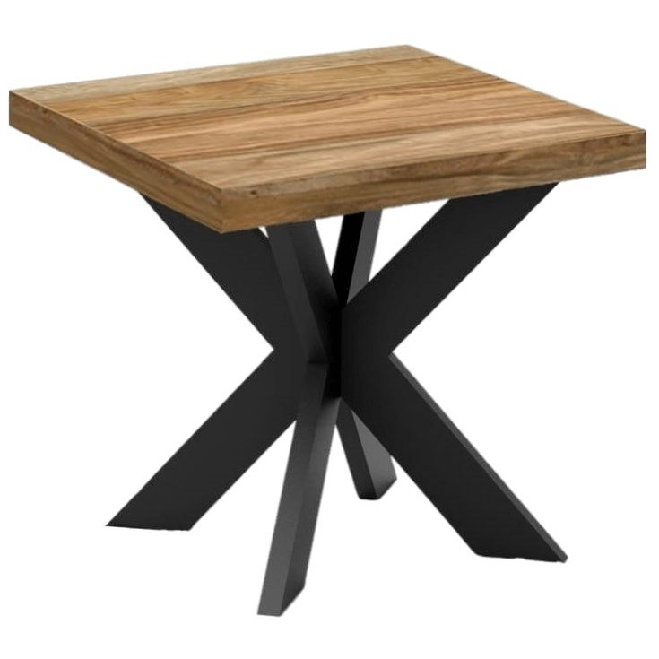 Indus Valley Hoxton Sheesham Wood with Black Metal Industrial Style Lamp Table