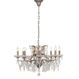 French Style 8 Branch Shallow Cut Glass Chandelier - thumbnail 1