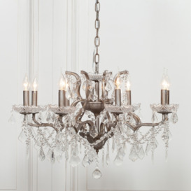 French Style 8 Branch Shallow Cut Glass Chandelier - thumbnail 3
