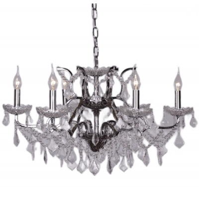 French Style 6 Branch Shallow Cut Glass Chandelier - image 1