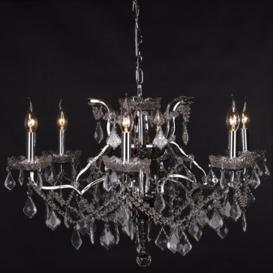 French Style 6 Branch Shallow Cut Glass Chandelier - thumbnail 3