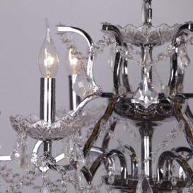 French Style 6 Branch Shallow Cut Glass Chandelier - thumbnail 2