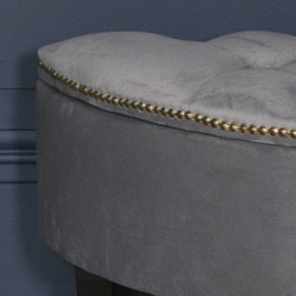 Grey Velvet Storage Ottoman Bench - thumbnail 3
