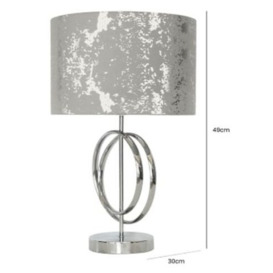 Chrome Circle Design Table Lamp with Silver Shade (Set of 2) - thumbnail 3