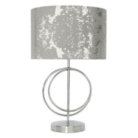 Chrome Circle Design Table Lamp with Silver Shade (Set of 2) - thumbnail 1
