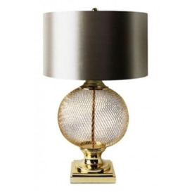 Gold Wire Mesh Table Lamp with Champaign Shades - thumbnail 1
