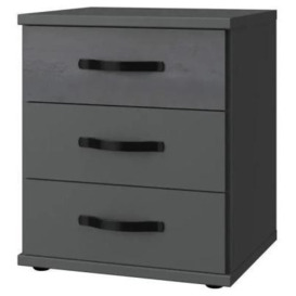 IN STOCK Duo2 3 Drawers Bedside Cabinet, German Made Graphite Bedroom Furniture - thumbnail 1
