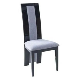 Alpine Black Dining Chair, Wooden High Gloss Back with Beige Seat Pads