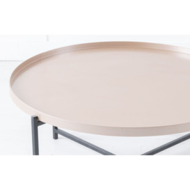Clearance - Nordic Rose Gold Coffee Table, Round Top with Black Metal Base - thumbnail 2
