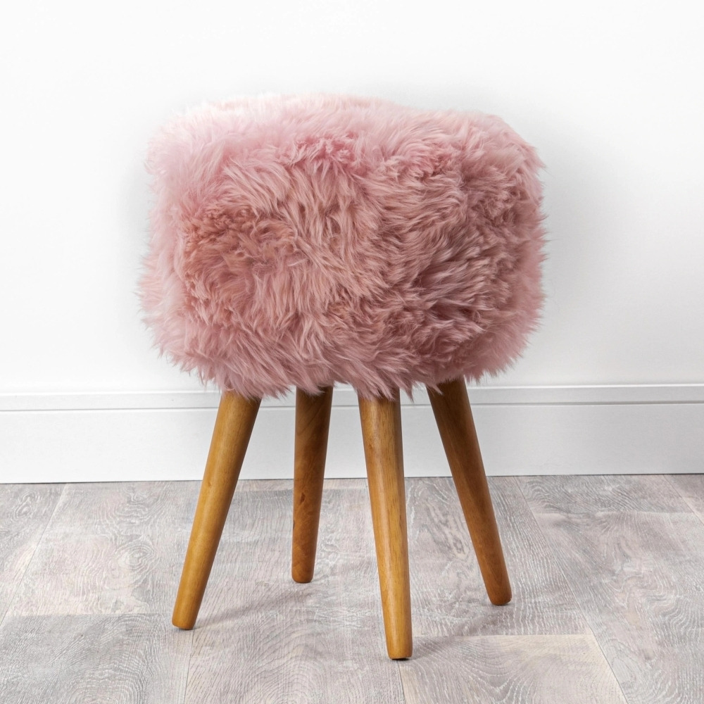Blush Pink Sheepskin Stool by Choice Furniture Superstore
