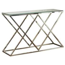 Pyramid Silver and Glass Console Table